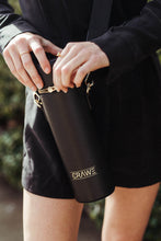 Load image into Gallery viewer, Insulated Leather Bottle Bag with Adjustable Strap (Black)
